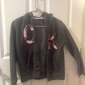 Calvin Klein jeans, small, grey, sequined jacket.